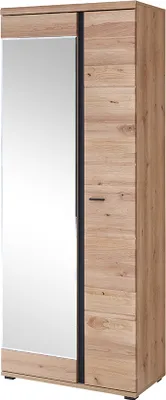 Produktbild von Garderobenschrank mit Spiegeltür, Front Esche massiv gebürstet, SARINA-36, B/H/T ca. 80/203/40 cm