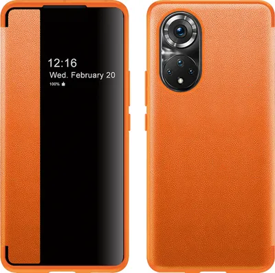 Produktbild von Honor 50 Pro Hülle, Schlank Kunstleder Klapp Ledertasche Schutzhülle für Honor 50 Pro Orange