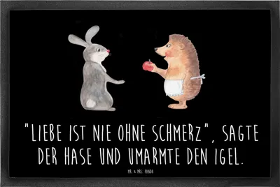 Produktbild von Mr. & Mrs. Panda Türmatte Hase Igel 40 x 60 cm - Schwarz - Geschenk, Bodenvorleger, Schmutzfangmatte, Trösten, und, Fußabstreifer, Herzschmerz, Lustige Sprüche, fußmatte