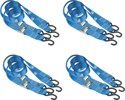 Produktbild von BASI - Spanngurt 8er Set - SG 307 - Blau - mit Klemmschloss und S-Haken - - Zurrkraft 125 kg - 4x0004-0307