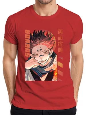 Immagine prodotto di Maglietta Sukuna Jujutsu Kaisen Ryomen Demon Flame Manga Anime Estetica Uomo, Rosso, XXL