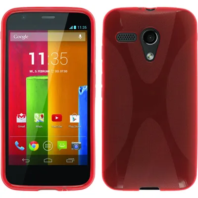 Produktbild von PhoneNatic Case kompatibel mit Motorola Moto G - rot Silikon Hülle X-Style + 2 Schutzfolien