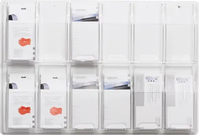 Produktbild von helit Wanddisplay Clearly 12 Fächer DIN Lang glasklar