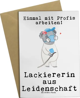 Produktbild von Mr. & Mrs. Panda Glückwunschkarte Lackiererin Leidenschaft - Weiß - Geschenk, weihnachtskarten, Ausbildung, Gesellenprüfung, Grußkarten, einladungskarten, Lustig, Spruch