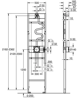 Produktbild von Grohe Duschrahmen, Rapido 103993, MONO Brausen, SmartBox, 2300mm, blau, 1 Stk.