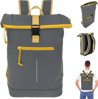 Produktbild von Rucksack Kurierrucksack New Rebels Tim XL A4 Laptopfach Roll-Top Daypack 511289 38 Oliv Grün + bagboom® Flasche