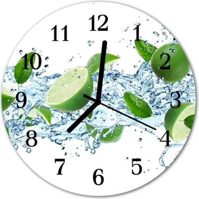Produktbild von Glasuhr Wanduhr Küchenuhr Echt-Glas 30fi cm Limetten grün