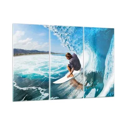 Produktbild von Bilder auf glas - Surfen Surfer Ozean Welle - 105x70cm - Glasbilder - Wandbilder - Kunstdruck - zum Aufhängen bereit - Wanddekoration aus Glas - Glas Bilder - Wandbild auf Glas - GCE105x70-2785