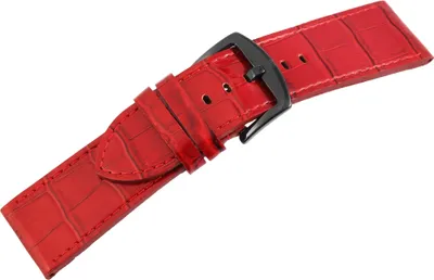 Produktbild von Echtleder-Uhrenarmband, rot, Krokooptik, 26 mm