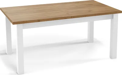 Obrázek produktu pro Moderní Obdélníkový Rozkládací Jídelní Stůl - Úspora Místa - Bílé Dřevěné Nohy - 120 až 160 cm - Dub Wotan - 120 x 67 cm