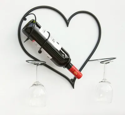 Immagine prodotto di Quadro da parete portabottiglie cuore in metallo 38 cm portabottiglie
