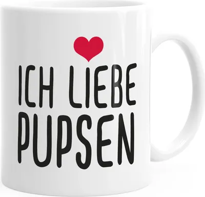 Produktbild von Spruch-Tasse Ich liebe Pupsen Kaffeetasse Teetasse MoonWorks® weiß unisize