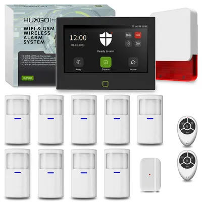 Immagine prodotto di Sistema di allarme HUXGO Wi-Fi GSM 4G HXA700 con sirena, 9 sensori PIR e 1 contatto porta