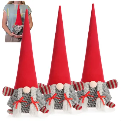 Productafbeelding van com-four® 3 kerstelfjes, 40 cm, kerstdecoratie met zandvulling