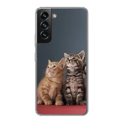 Produktbild von MuchoWow® Handyhülle Schutzhülle Hülle für Samsung Galaxy S22 Kätzchen - Blau - Rosa - Mädchen - Jungen - Kind Silikon Softcase Handy Hülle - Mobiltelefonhülle