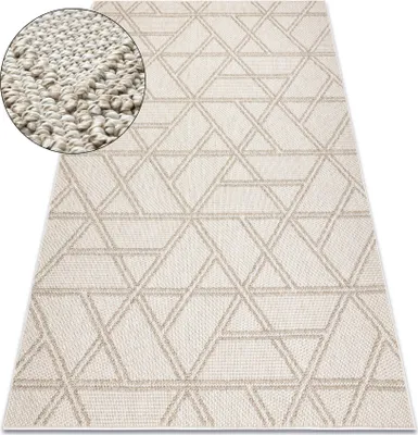 Obrázok produktu pre Koberec JERSEY 19241 béžový - Kosoštvorce, geometrická štrukturálny, slučkový BOHO béžový 60x100 cm