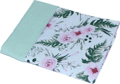 Produktbild von Babydecke Waffelpiqué Baumwolle Kuscheldecke Kinderwagendecke - 15. Flowers + Minze