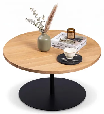 Produktbild von Couchtisch Durchmesser 70cm Sofatisch Wildeiche Gestell Metall #4562