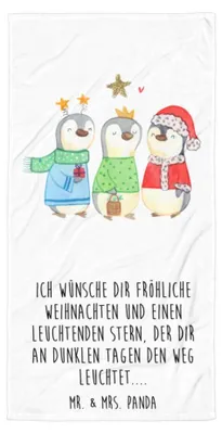 Produktbild von Mr. & Mrs. Panda Badehandtuch Winterzeit Heilige drei Könige - Weiß - Geschenk, Großes Handtuch, Winter, Weihnachtstage, Weihnachten, Frotteehandtuch, Strandtuch