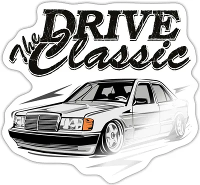 Produktbild von Spreadshirt Drive The Classic Geschenk  Youngtimer Auto Fan Sticker Aufkleber, 10 x 10 cm, Weiß glänzend