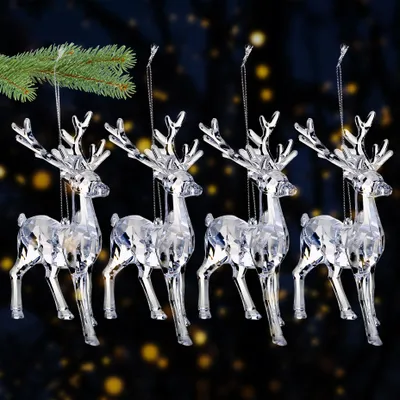 Produktbild von com-four® 4x Christbaumhänger aus Acryl - Rentier-Weihnachtsaufhänger