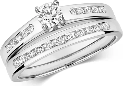 Produktbild von Funkelndes Feuer 9 Karat (375) Weißgold Damen - Diamant Ringe (Bridal Set) Brillant-Schliff 0.50 Karat H - I1 I2, 55 (17.5); TRS319049KWRSO