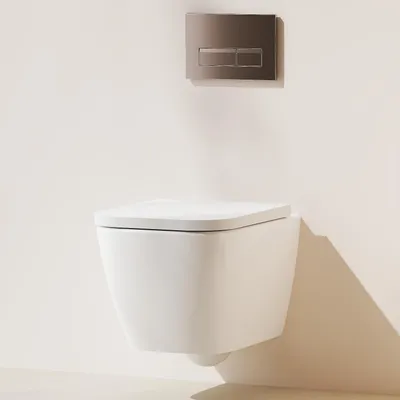Produktbild von Wand WC spülrandlos Hänge WC mit Lotus Effekt Soft Close Toiletten Einfach Abzunehmender Sitz Weiß Square Modernität丨345
