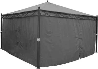 Produktbild von Pergola Cadiz, Garten Pavillon, stabiles 7cm-Gestell mit Seitenwand + Moskitonetz grau 4x4m