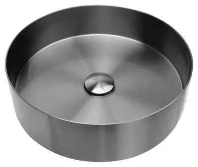 Produktbild von Differnz Waschschale - Ø 40 cm - Höhe 11 cm - Edelstahl - Farbe Gun Metal - Rundes Modell - Hygienisch und einfach zu reinigen - Modernes Design - Geeignet für Bad oder Gäste-WC