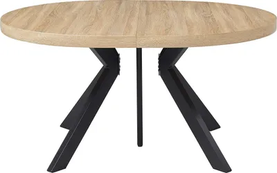 Produktbild von Klappbarer Esstisch für 6 bis 12 Personen aus MDF und Stahl - Natürliches Licht und Schwarz - KOMONI
