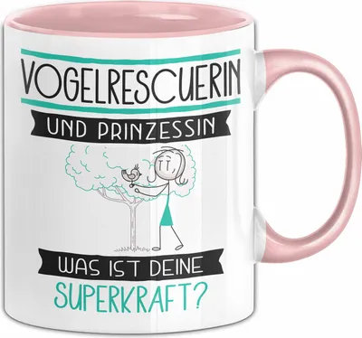 Produktbild von Vogelrescuerin Und Prinzessin Tasse Geschenk Für Eine Vogelrescuerin Geburtstag Was Ist Deine Superkraft (Rosa)