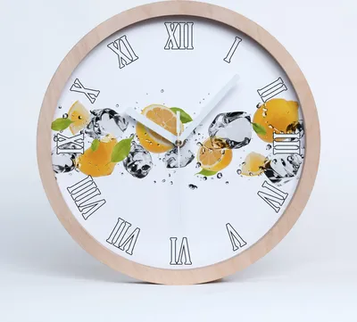 Produktbild von Holzuhr 20fi cm wanduhr - weiße Spitzen - Zitrone und Wasser