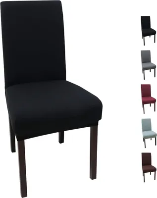 Produktbild von Universelle Stretch-Stuhlhussen Set von 4, Abnehmbar, Elastisch, Schwarz, für Esszimmer