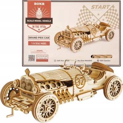 Productafbeelding van RoboTime houten 3D-puzzel: raceauto