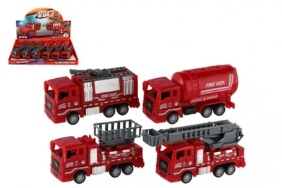 Obrázok produktu pre Plastové auto hasičské 11cm na výsuvné 4 typy