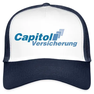 Produktbild von Spreadshirt Stromberg Logo Capitol Versicherung Trucker Cap, One size, Weiß/Navy