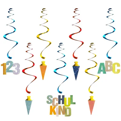 Produktbild von Oblique Unique 7 Deckenhänger Wirbel Spiral Girlande für Schuleinführung Einschulung Schulkind 123 ABC Zuckertüten
