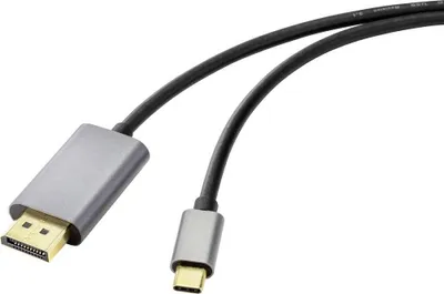 Produktbild von Renkforce USB-C® / DisplayPort Adapterkabel USB-C® Stecker, DisplayPort Stecker 2.00 m Schwarz RF-4600982 8K UHD USB-C®