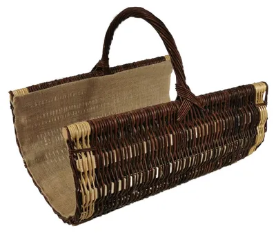 Produktbild von Holzkorb aus Weide mit Jute Dunkelbraun 60x45x48 cm