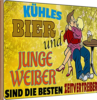Produktbild von Holzschild Spruch 30x20cm kühles Bier und junge Weiber