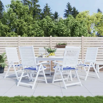 Produktbild von The Living Store Gartenstuhl-Kissen 6 Stk. Blau & Weiß Gestreift 40x40x3cm Stoff