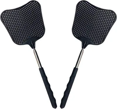 Image de Tapette à mouches télescopique en plastique, lot de 2, robuste