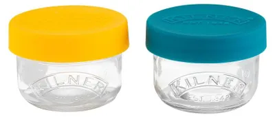 Produktbild von Kilner 65025024, Set, Rund, 0,125 l, Blau, Transparent, Gelb, Glas, 90 mm