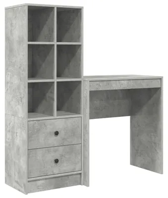 Produktbild von Schreibtisch mit Schubladen mit Regal 2 pcs Beton Grau