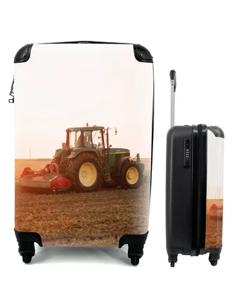 Produktbild von MuchoWow® Koffer Handgepäck Trolley Rollkoffer Kleine Reisekoffer mit 4 Rollen - Traktor - Feld - Bauernhof - Landwirt - Horizont - Cabin Size < 55x40x23 cm & 55x40x20 cm - Fotokoffer - Kabinenkoffer - Boardgepäck - Reise-Box - Reisekoffer - Reisegepäck - Koffer mit Bild - Trolley für Kinder