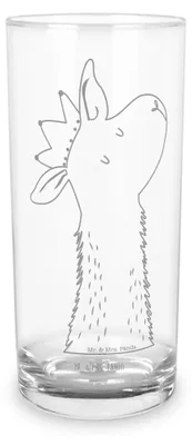 Produktbild von Mr. & Mrs. Panda Longdrinkglas Lamakopf König 400 ml - Transparent - Geschenk, Mama, Freundin, Vorgesetzter, Glas, Lama, Lamas, Tumbler, Wasserglas, Cocktailglas, Abitur