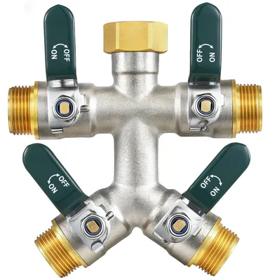 Image de Distributeur de tuyau d'arrosage en laiton à 4 voies