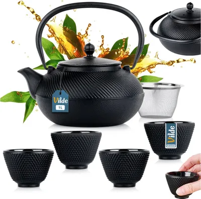 Image de Théière Vilde Bouilloire avec passoire à thé et bols à thé en fonte émaillée CAST LINE 1 L 60 ml 6 pcs.