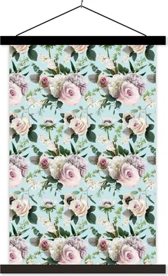 Produktbild von MuchoWow® Textilposter Blumen - Rose - Blatt 120x180 cm mit schwarzem Rahmen - Fotos