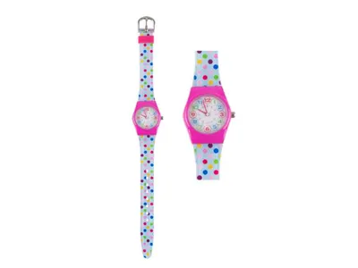 Produktbild von Kinderuhr hellblau mit bunten Punkten - bb-Klostermann 21503 - Armbanduhr Motivuhr Quarz-Uhrwerk -